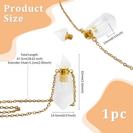 SUPERFINDINGS Natural White Quartz Stone Perfume Bottle Pendant Gemstone Crystal Perfume Bottle Essential Oil Necklace Diffuser Necklace Hexagonal Pointed Reiki Chakra Pendant for Woman Men