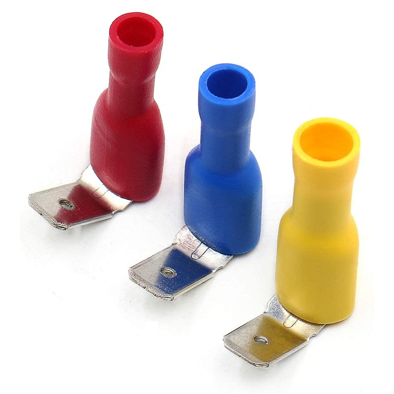 Baomain 1/4" Piggyback Spade Crimp Terminal Connector 0.5-6.0mm² 22-10 AWG