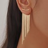 Gold Long Tassel Chain Earrings for Women Irregular Silver Metal