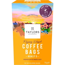 Taylors of Harrogate Flying Start Coffee Bags 10 Enveloped Bags, 75g