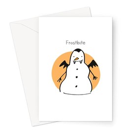 Frostbite Greeting Card | Funny Vampire Snowman Christmas Card, Joke Christmas Card, Spooky Pun Christmas Card, Dracula, Frosty