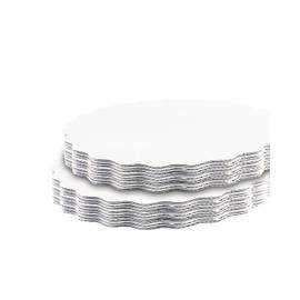 qiqee 8 Inch White Wave Cake Boards Round 15-Packs Circles Rounds Base Food-Grade Cardboard Wave Cake Plate（Thinner But Stronger）