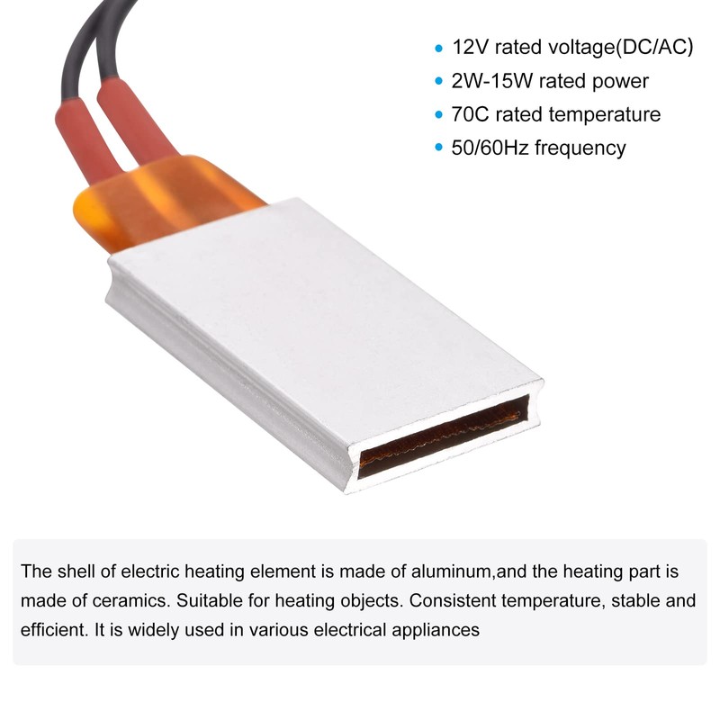 sourcing map PTC Heating Element 12V 2W-15W 70C Consistent Temperature