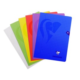 Clairefontaine Mimesys 303210C Exercise Book DIN A4 21 x 29.7 cm 40 Sheets 90 g Stapled Squared 10 x 10 with Margin Polypropylene Cover Assorted Colours Pack of 1