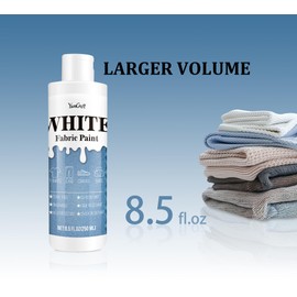 Fabric Paint White, 8.5oz Fabric Paint for Clothes Permanent, Fabricoat Textile Paint Non-Toxic, Clothing Medium Dye Soft Rich for Fabric Diy Crafts, T-Shirts, Shoes, Jeans, Canvas, Bags