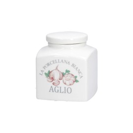 LA PORCELLANA BIANCA PB Porcellana Conserva 0.5 Litre Container with Lid Deco Garlic Gb, Nylon/a, Not Applicable