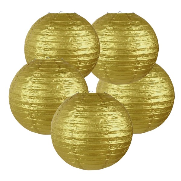 TopAAA 10 Inch Gold Paper lantern,Chinese Japanese Paper Lamp Shade