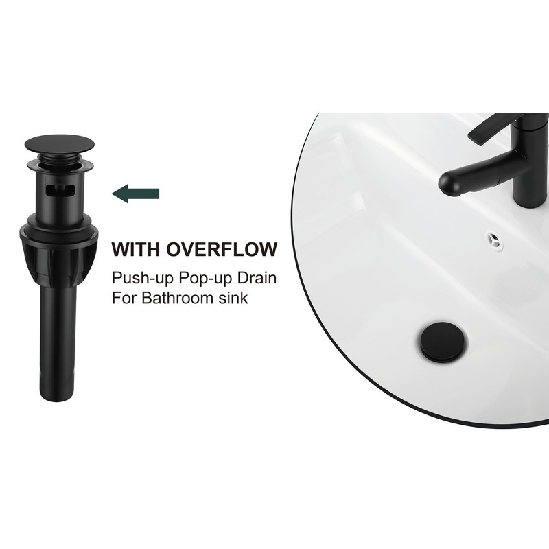Derengge PD-4305-MT Bathroom Sink Drain with Overflow Vessel Sink Lavatory
