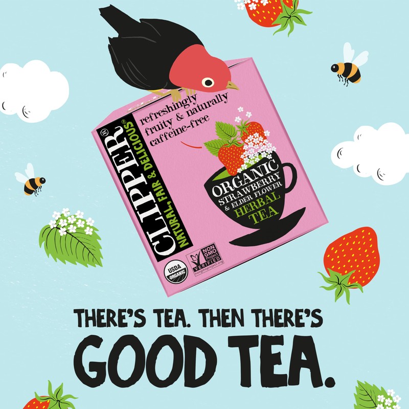 Clipper Tea Strawberry & Elderflower Herbal Tea – Caffeine Free,