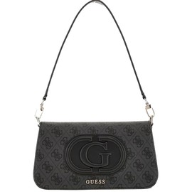 GUESS Eco Mietta Flap Shoulder Bag Coal Logo / Black, Coal logo / black