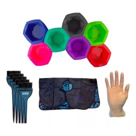 Splash Kit Para Aplicación De Tinte 7 Cios + 5 Brochas + Capa Corta