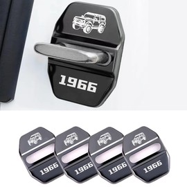 HANNHAI 4Pcs Car Lock Latchs Cover Decoration Cover Emblem Decal Compatible with Ford Bronco 2 and 4 Door Stainless Steel Door Lock Protection Cover Parts Interior Accessories (Black)