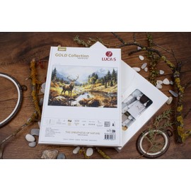 Luca-S Petit Point Kit Gold - The Greatness of Nature, G621, Counted Cross Stitch Kit for Adults, Needlecraft and Embroidery Kit