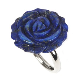 Justinstones Crystal Quartz Carved Gemstone Daisy Flower Promise Ring 25MM Romantic Rose Bud Adjustable Stacking Ring Gift For Her (Adjustable size:8 to12), Stone, No Gemstone