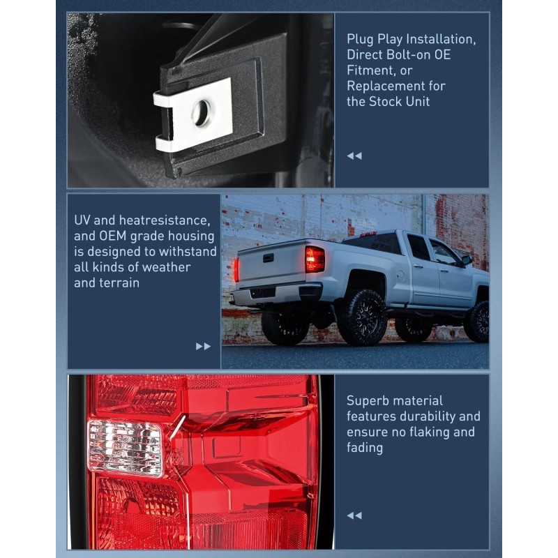 Nilight Taillight Assembly for 2014-2019 Chevy Silverado 1500 2500 HD