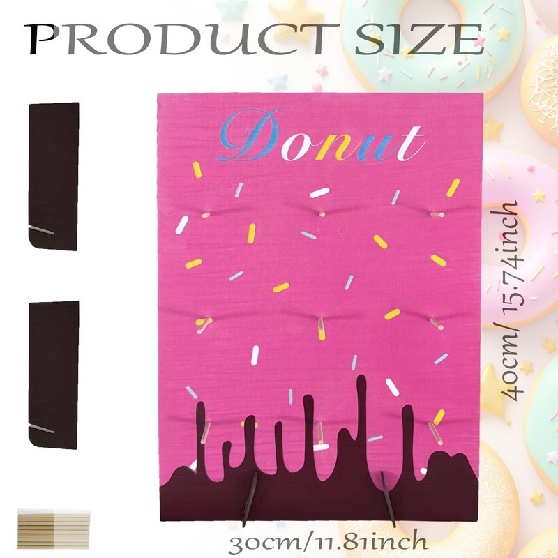 Pink Wood Donut Wall Display Stand Reusable Doughnut Board Holder