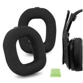 Geekria Comfort Mesh Fabric Replacement Ear Pads for Astro A40 TR Headphones Ear Cushions, Repair Parts (Black)