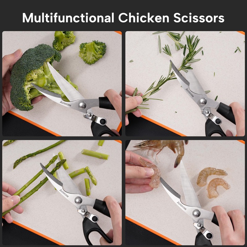 Astercook Kitchen Shears, Premium Stainless Steel Poultry Best Scissors, Multi-Purpose