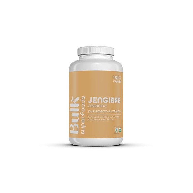 BULK SUPERFOODS Jengibre Orgnico 100 Natural 180 Capsulas 500 mg