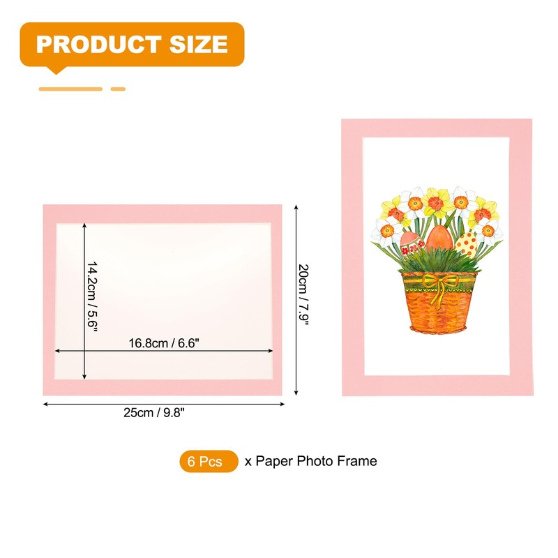 sourcing map 5 x 7 Cardboard Picture Frame, 6pcs Pink