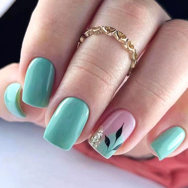 Glue on Nails Medium Fake Nails Square Press on Nails