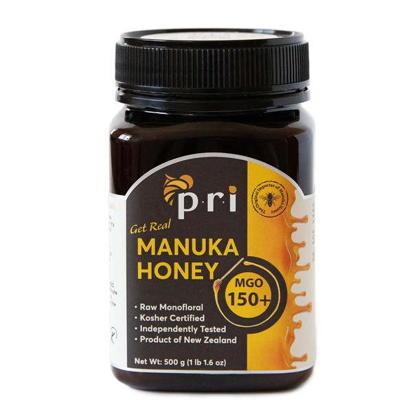 PRI Manuka Honey, MGO 150+ New Zealand Raw Monofloral Manuka Honey, 500g