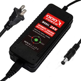 QDD 24V 3A Battery Charger for 24V 27.6V Lead Acid Battery Pack with DC5.5×2.1mm and One-to-Four Adapter Cable