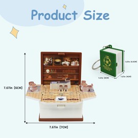 FuninCrea 3D Stereoscopic Book Keychain Pendant Ornament, Pop-Up Mini Book Key Chain Puzzle Funny Keyring for Decorating Backpack Keys Earphone (Coffee)