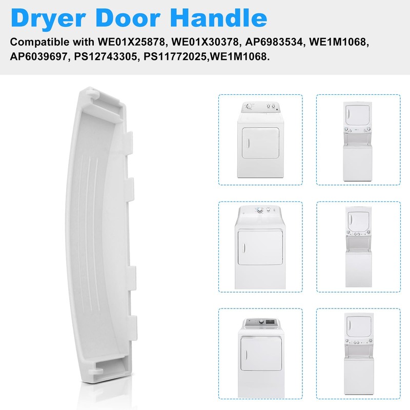 Replacement GE GUD27ESSMWW WE01X30378 Dryer Door Handle GE Kenmore Dryer