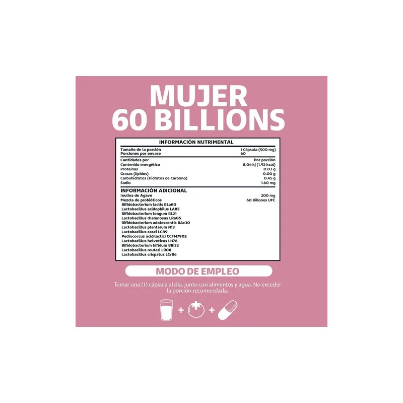 2 X Probióticos Mujer 60 Billion + Prebióticos (prebiotic) +