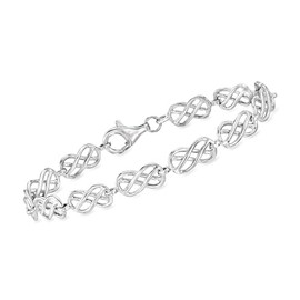 Ross-Simons Sterling Silver Celtic Knot and Infinity Station Bracelet. 7 inches