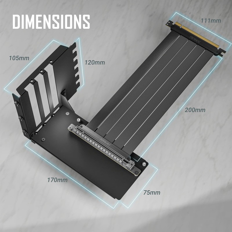 Antec Vertical GPU Bracket, PCI-E 4.0 x16 High Speed Flexible