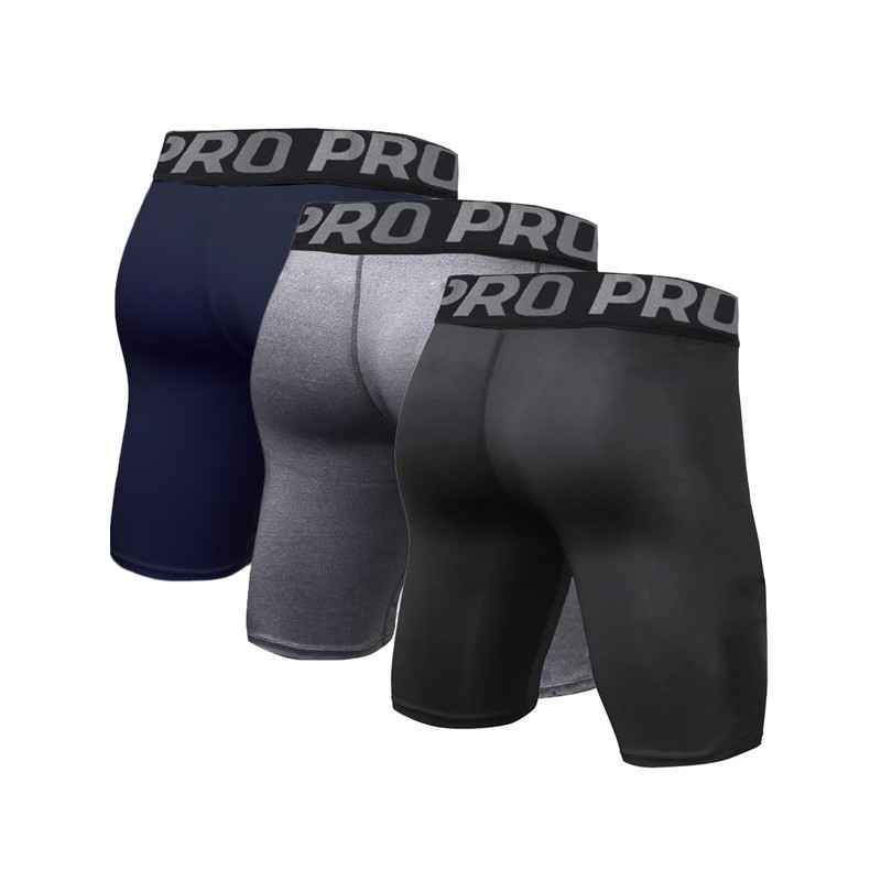 LANBAOSI 3 Pezzi Pantaloncini Compressione Uomo Pantaloncini Boxer Sportivi per