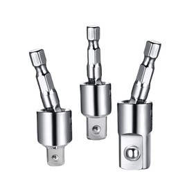 1/4" Impact Driver Hex Swivel Converter, Power Drill Socket Adapter Set to Square Drive Socket Adapter, 1/4", 3/8", 1/2", 3pcs