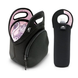 Nordic By Nature Insulated Neoprene Lunch Bag – Extra Thick, Flexible & Durable Tote with Side Pocket & Bottle Sleeve, Reusable, Stylish for Work or School (Elephant)