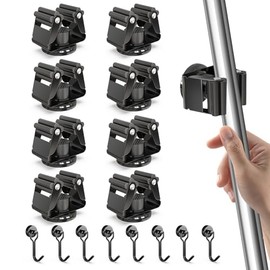 3-H Pack of 8 Magnetic Broom Holder, Tool Holder, Garden Tool Holder, Stainless Steel Broom Holder, Wall Hanging Broom with 8 Magnetic Hooks for Kitchen, Bathroom, Garage, Garden, Home, Black