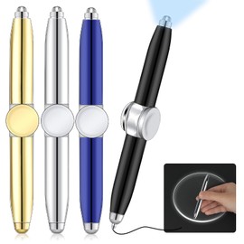 AUAUY 4PCS Spinning Pen with LED Light, Multi-functional Fidget Pen, Help Thinking & Relieve Stress Ballpoint Pen, Rotating Relieve Anxiety Gift Pen for Business Adults Students Kids-4 Colors