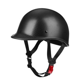 TTMiku Motorcycle Half Helmet, Retro Lightweigt Low-Profile Open Face Half Shell Helmet for Street Bike Moped Bicycle Cruiser Scooter Chopper，DOT Approved (Carbon Fibre, XL)