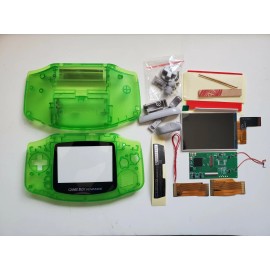 Unbranded Drop In GBA 3.0" IPS Backlight LCD For Game Boy Advance clear green Shell Case