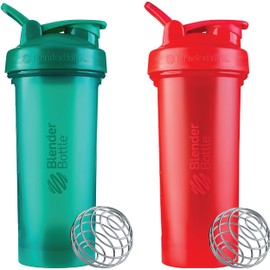 BlenderBottle Classic V2 Shaker Bottle Perfect for Protein Shakes and Pre Workout, 28-Ounce (2 Pack), Red, Green | BlenderBottle