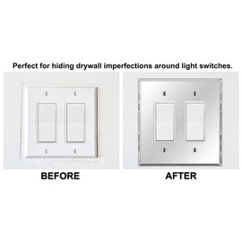 Art Plates - OVERSIZED 2 Gang Decora Oversize Acrylic Mirror Switch Plate - 5.25" x 5.25" - Two Gang Reflective Mirrored Jumbo Wall Plate for Rocker Style Light Switches, GFCI and Electrical Outlets