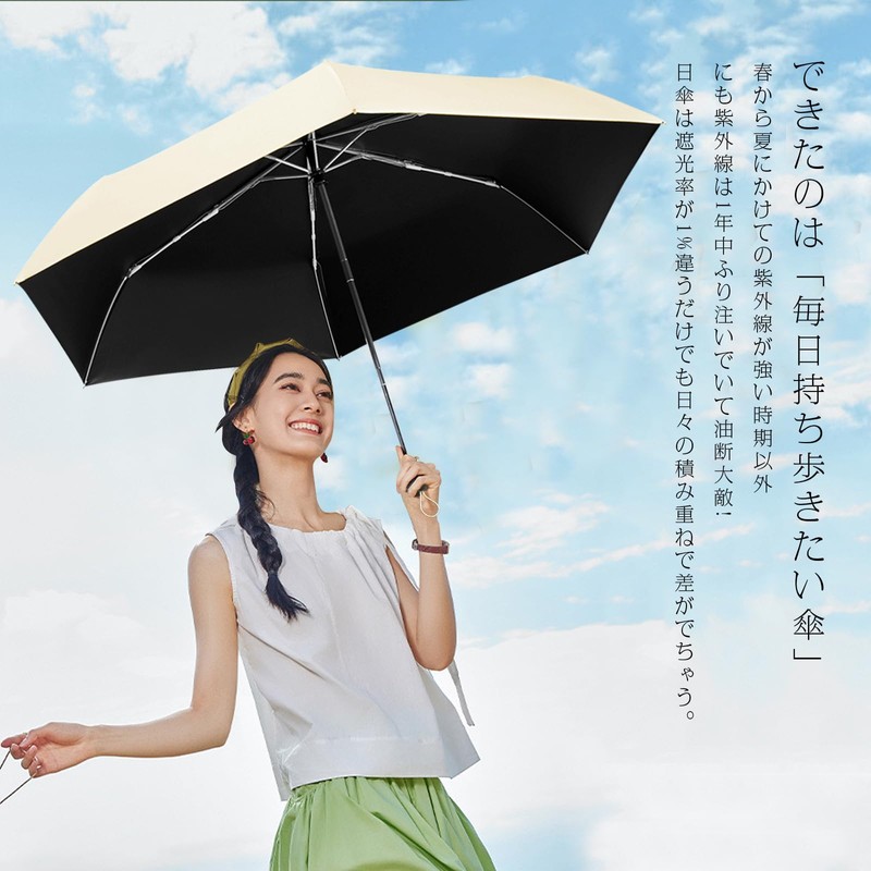 Parasol, Folding Umbrella, Fully Blackout, UV Protection, 100% Light Blocking,