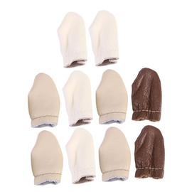 SAFIGLE 5 Pairs Durable Cowhide Index Finger Thimble Protectors for Sewing Felting Tumble Finger Guards Easy to Use Safe Guards for DIY Craftsmanship Random Color