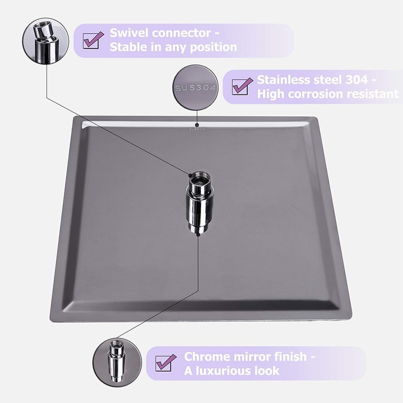 Sd Rain Shower Head 16 Inch Rainfall Square Shower Head
