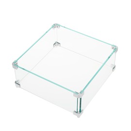 dainslef Fire Pit Wind Guard - 18.5"x18.5"x6" Heavy-Duty Tempered Glass Flame Shield, 0.3" Thick Clear Wind Guard for Outdoor Patio, Backyard Fire Pits (Secure Clamp System, Spark Protection)