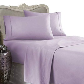 7PC ITALIAN 1500 Thread Count Egyptian Cotton Set - includes Sheet Set & Duvet Set, Full, Lavender Solid, Premium ITALIAN Finish