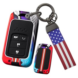 ontto Car Key Skin Fit for Honda 4-Button Civic Accord Pilot CRV HRV CRZ Fit Odyssey JED Crosstour Ridgeline Crider Spirior Car Accessories,with Keychain,Luminous Strips Key Bag,Red