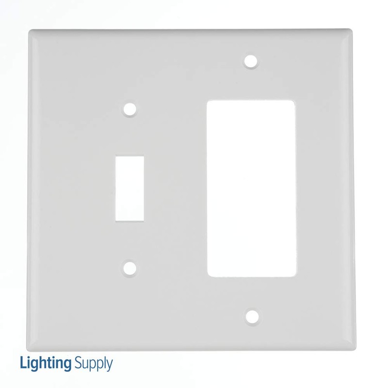 Leviton 2-Gang 1-Toggle 1-Decora/GFCI Device Combination Wallplate, Midway Size, Thermoset,