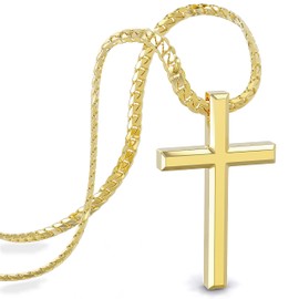 SERASAR Kreuz Halskette Herren mit Anhänger Gold Schmuck Kette Vergoldete Geschenk idee für Männer Geburtstag Vater Tag Punk Rock Valentinstag