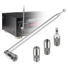 ANBOO DAB FM Radio Antenna75 Ohm FM Aerial Indoor Antenna with 3 Adapters for Table Top TV, HiFi, AV Stereo Receiver, Mini System